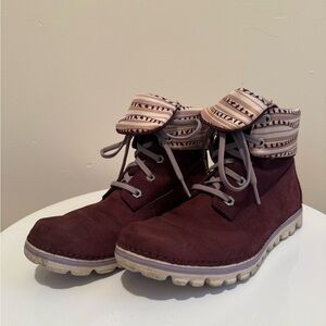 Timberland Earthkeepers Brookton Roll Top Burgundy boots